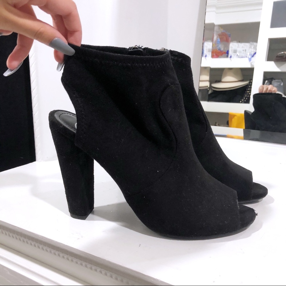 Black open back bootie